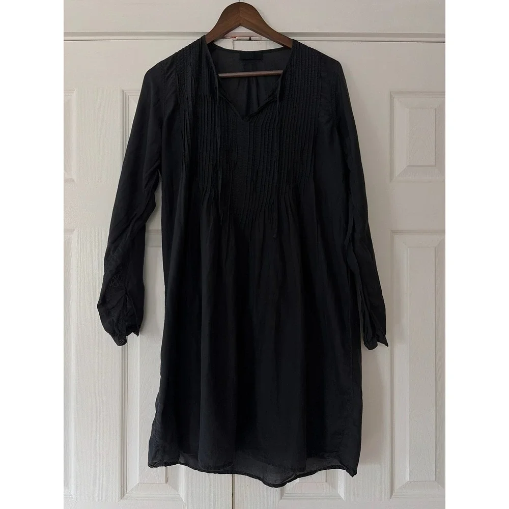 CP Shades Black Cotton Silk Pintuck Pleated Yoko Tunic Dress Small EUC - Picture 3 of 7